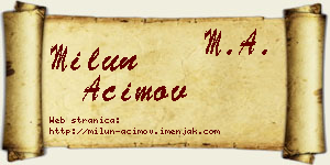 Milun Aćimov vizit kartica